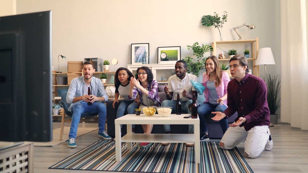 group of friends watching tv